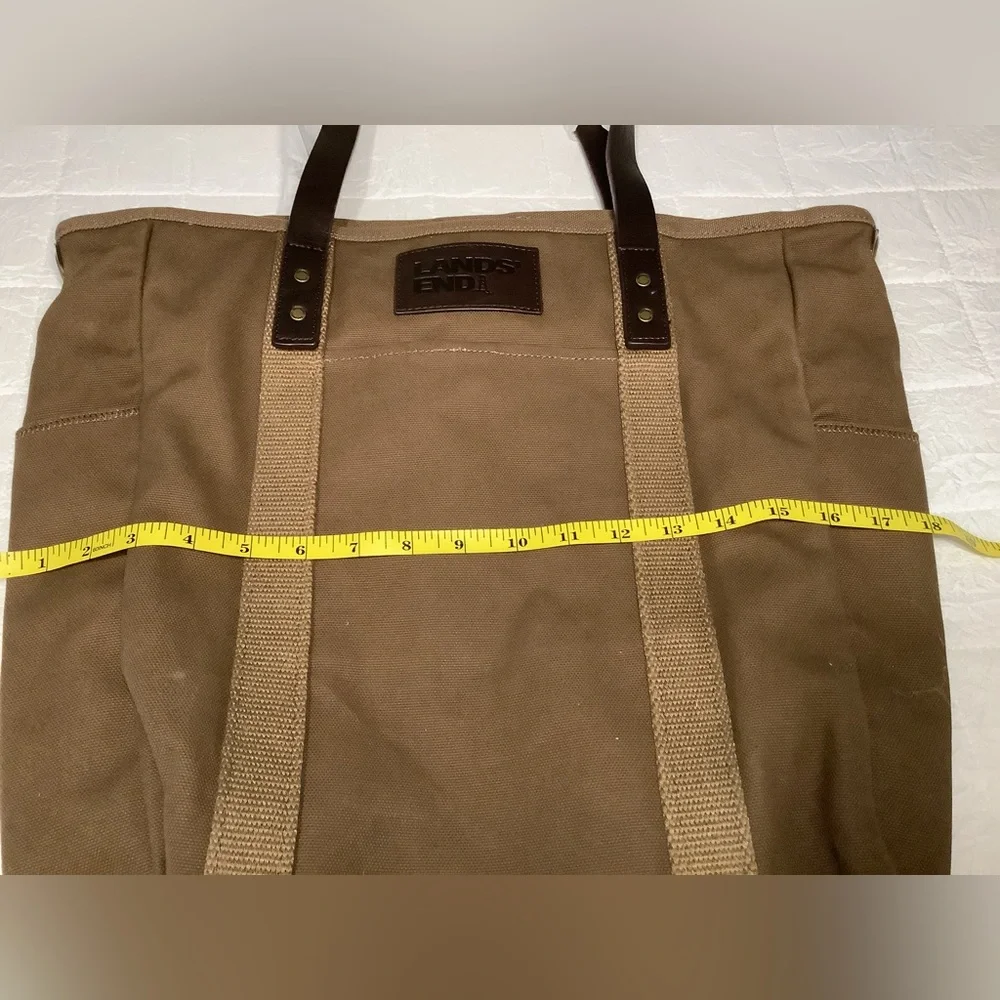 New Lands End brown canvas tote bag